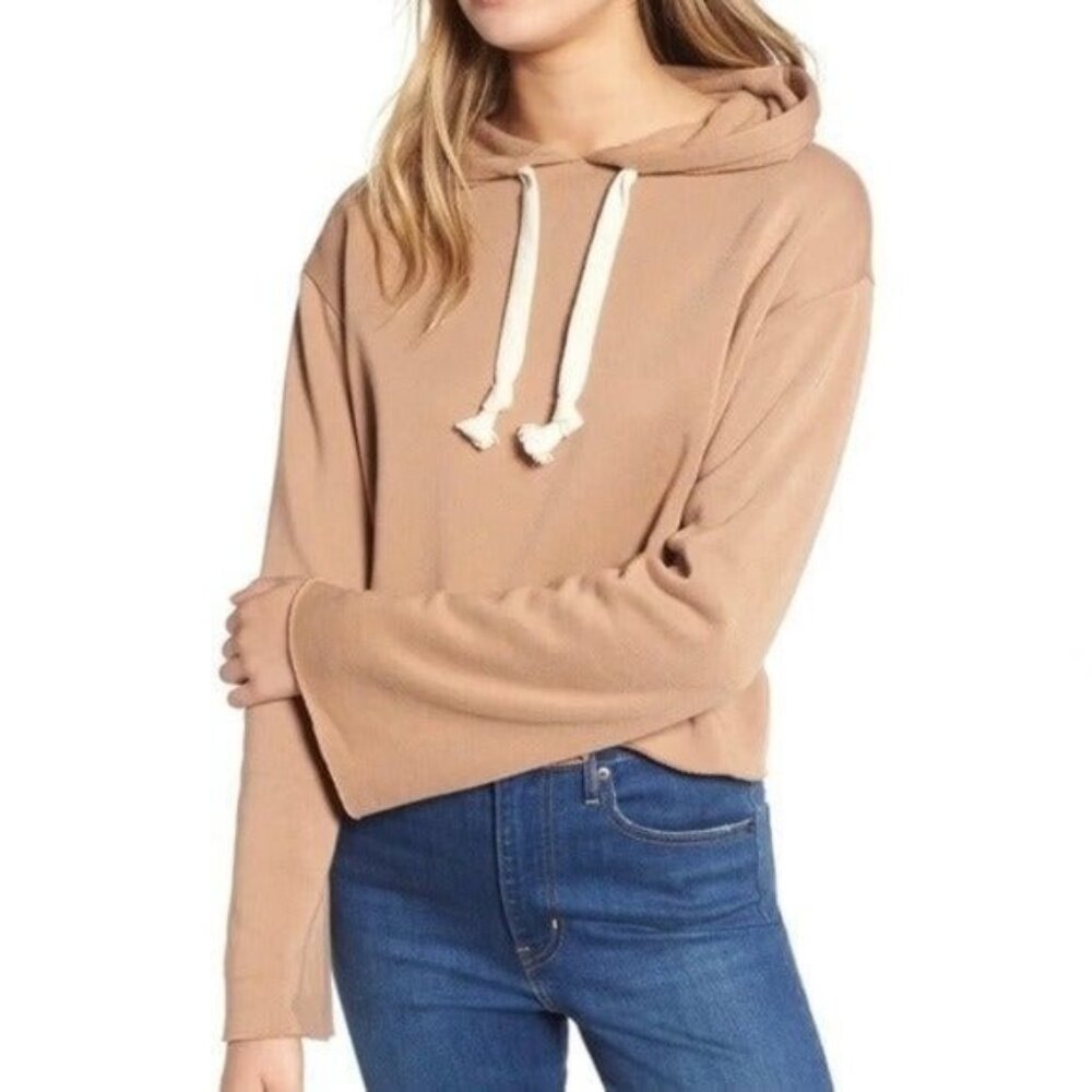 Nordstrom BP Bell Sleeve Tan Cropped Tan Hoodie Size Medium